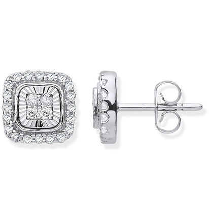 9ct Diamond Milled Bezel 0.33ctw Diamond Earrings