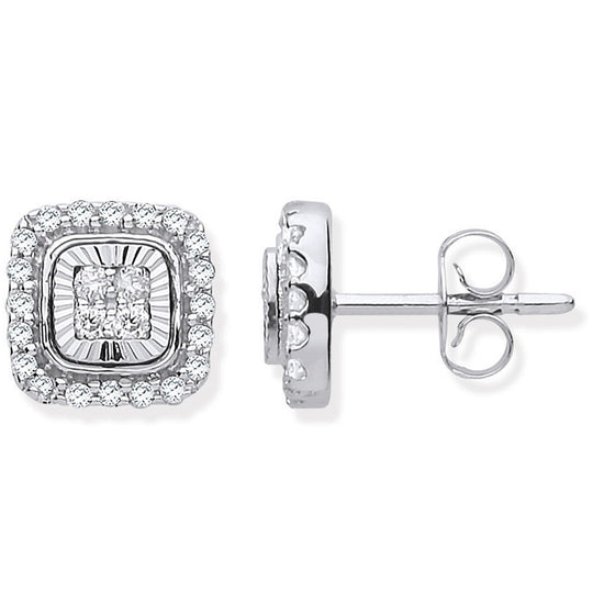 9ct Diamond Milled Bezel 0.33ctw Diamond Earrings