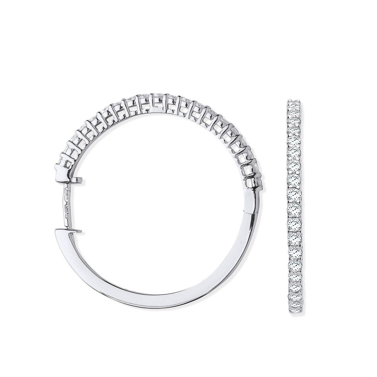 18ct White Gold 0.70ct Claw Set Diamond Hinged Hoop Earrings