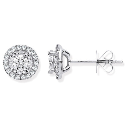 18ct White Gold Halo 0.50ctw Diamond Studs