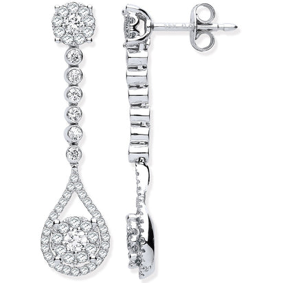 18ct White Gold 1.00ct Diamond Pear Shape Design Drop Earring.
