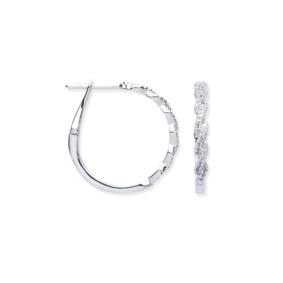 9ct White Gold 0.20ctw Twist Hoop Earrings