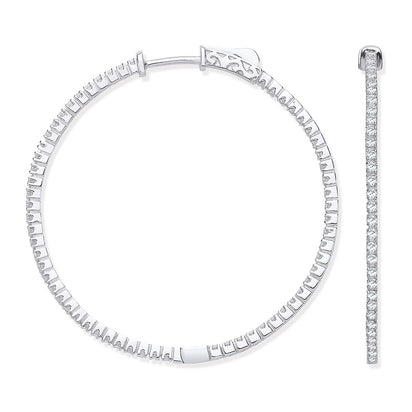 18ct White Gold 1.02ctw Diamond set Inside & Outside Hoop Earrings