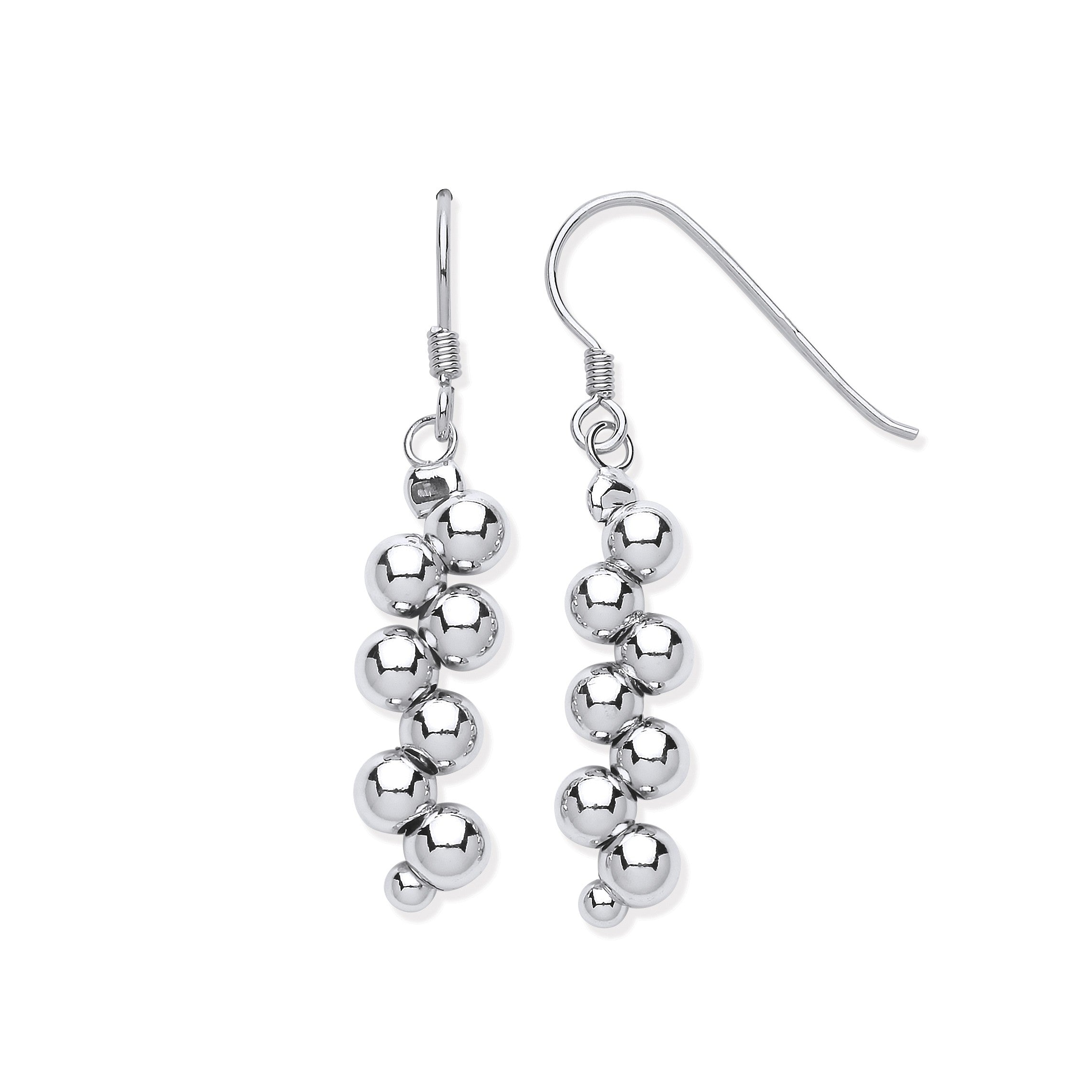 Silver Cluster Bead Balls Drop Earrings