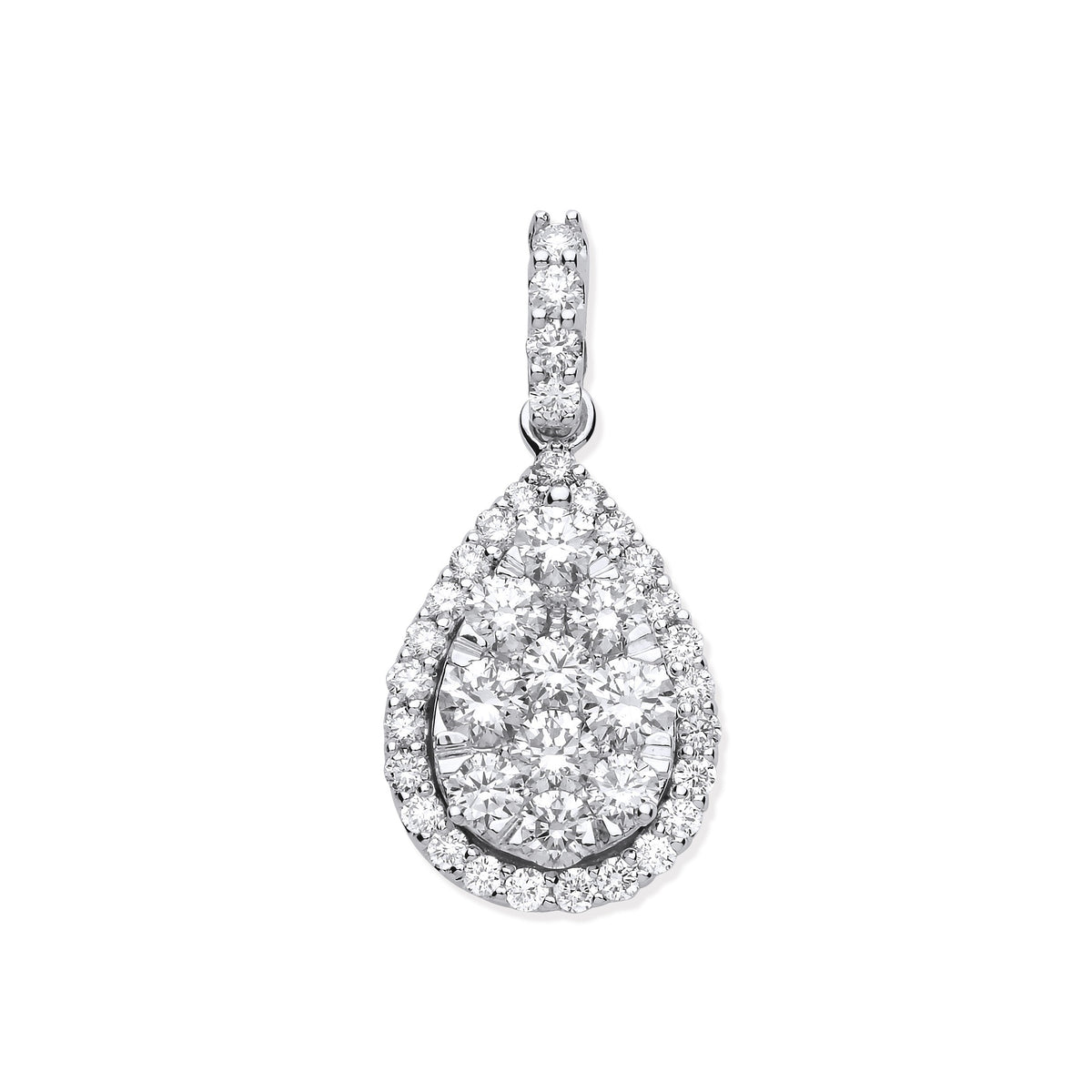 18ct White Gold 1.62ct Pear Shaped Drop Pendant