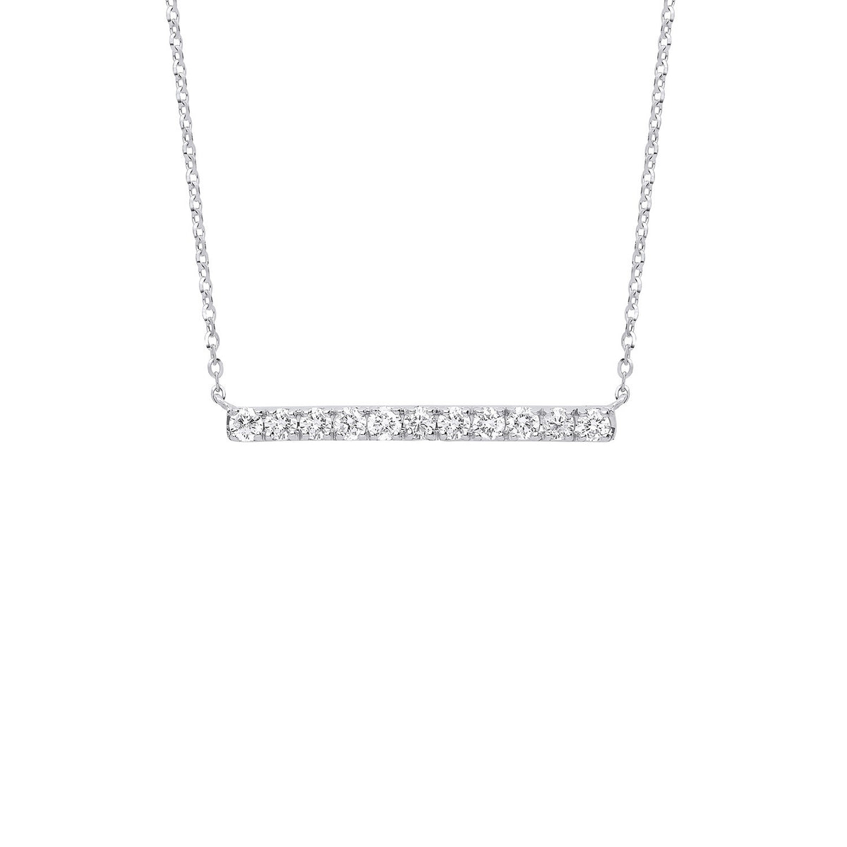 9ct White Gold 0.33ct Diamond Bar Necklace