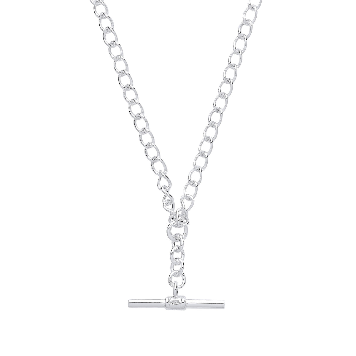 Silver Fancy T-Bar 18&quot; Chain &amp; 7.5&quot; Ladies Bracelet