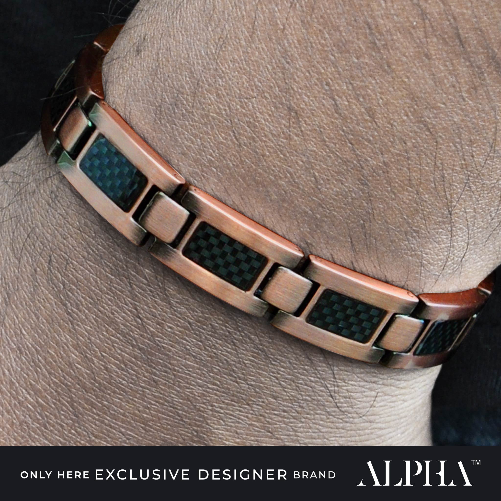 mens copper bracelet carbon