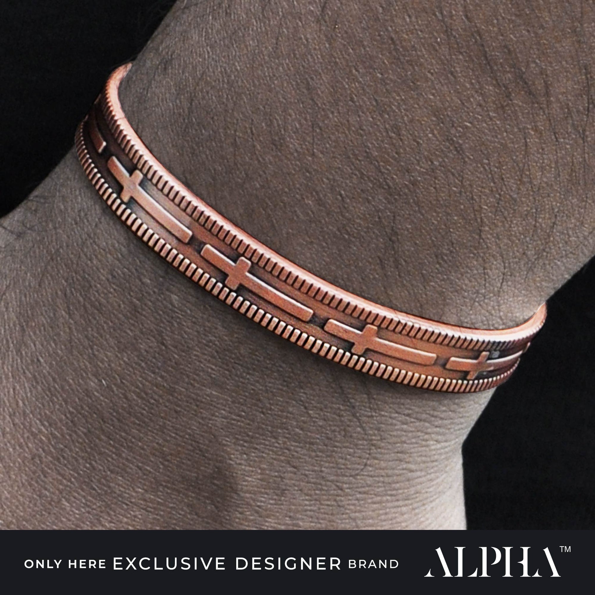 Cross copper magnetic bracelet  | ALPHA™ mens