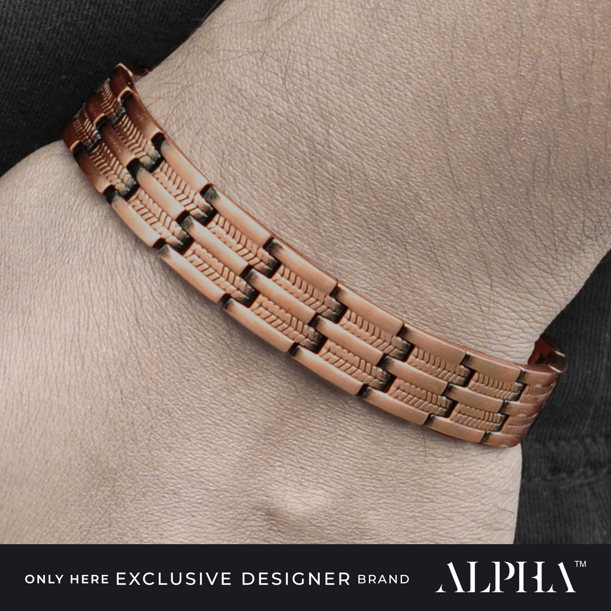 100% Authentic Copper ~ Curb Chain Bracelet, Cuban Link Bracelet. Durable.  6.8mm Links, Diamond