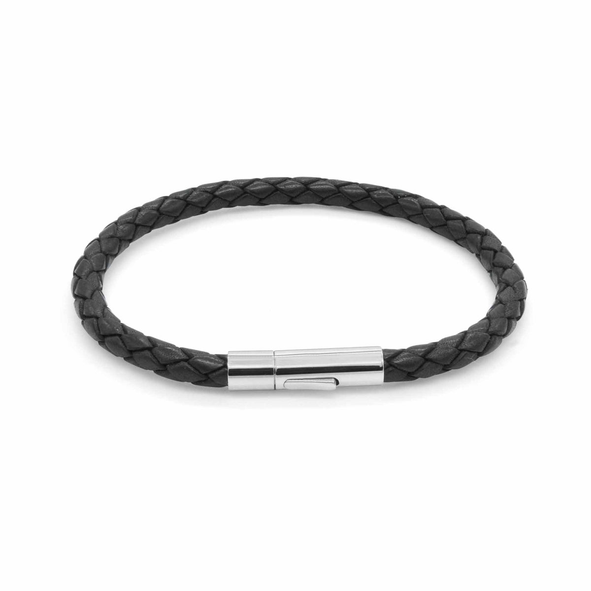 Oxford black leather plaited bracelet-DEMI+CO Jewellery