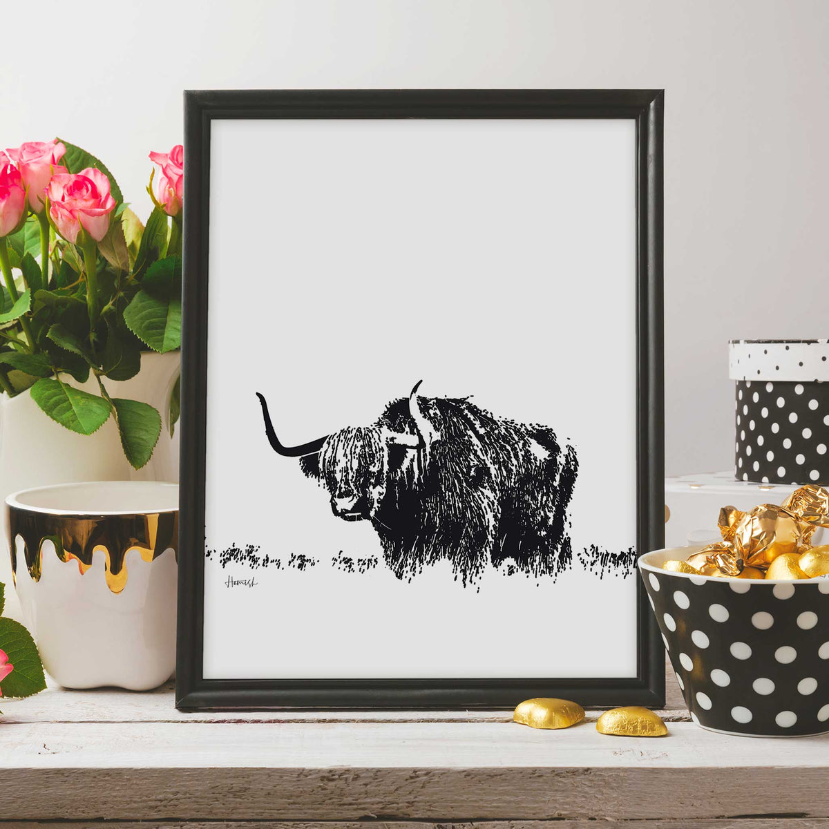 highland cow art print