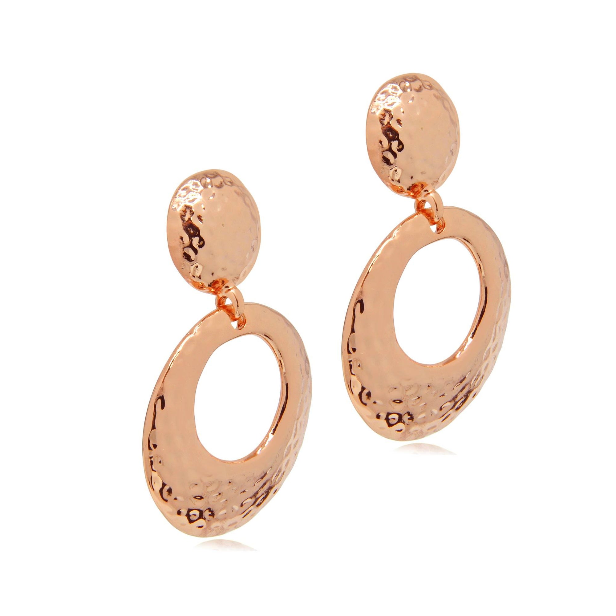 Ria textured rose gold earrings-DEMI+CO Jewellery