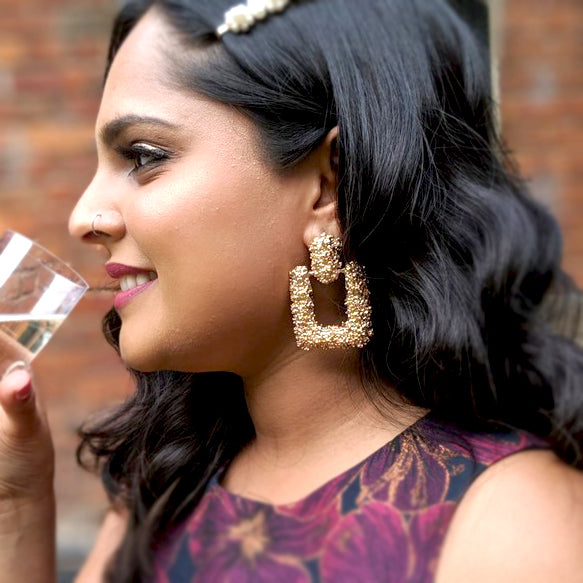 Serena textured gold effect statement earrings