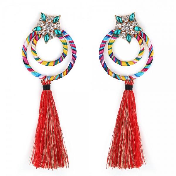 Seniorita multi coloured tassel earrings-DEMI+CO Jewellery