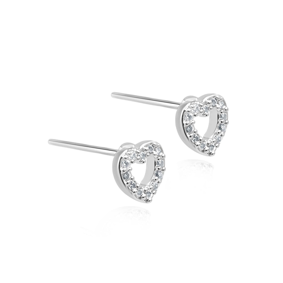Sienna silver open heart earrings-DEMI+CO Jewellery
