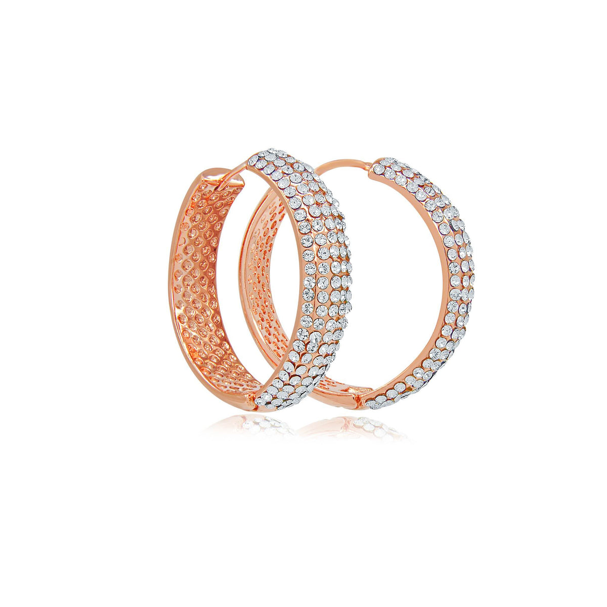 Stella diva rose gold crystal hoop earrings-DEMI+CO Jewellery