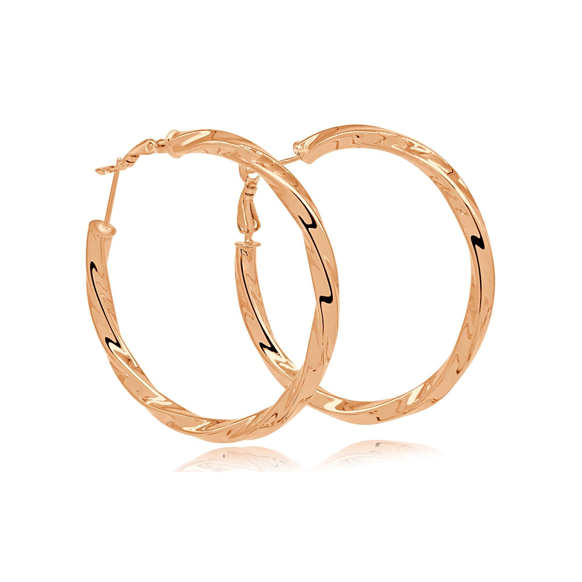 Twisted love rose gold hoops-DEMI+CO Jewellery