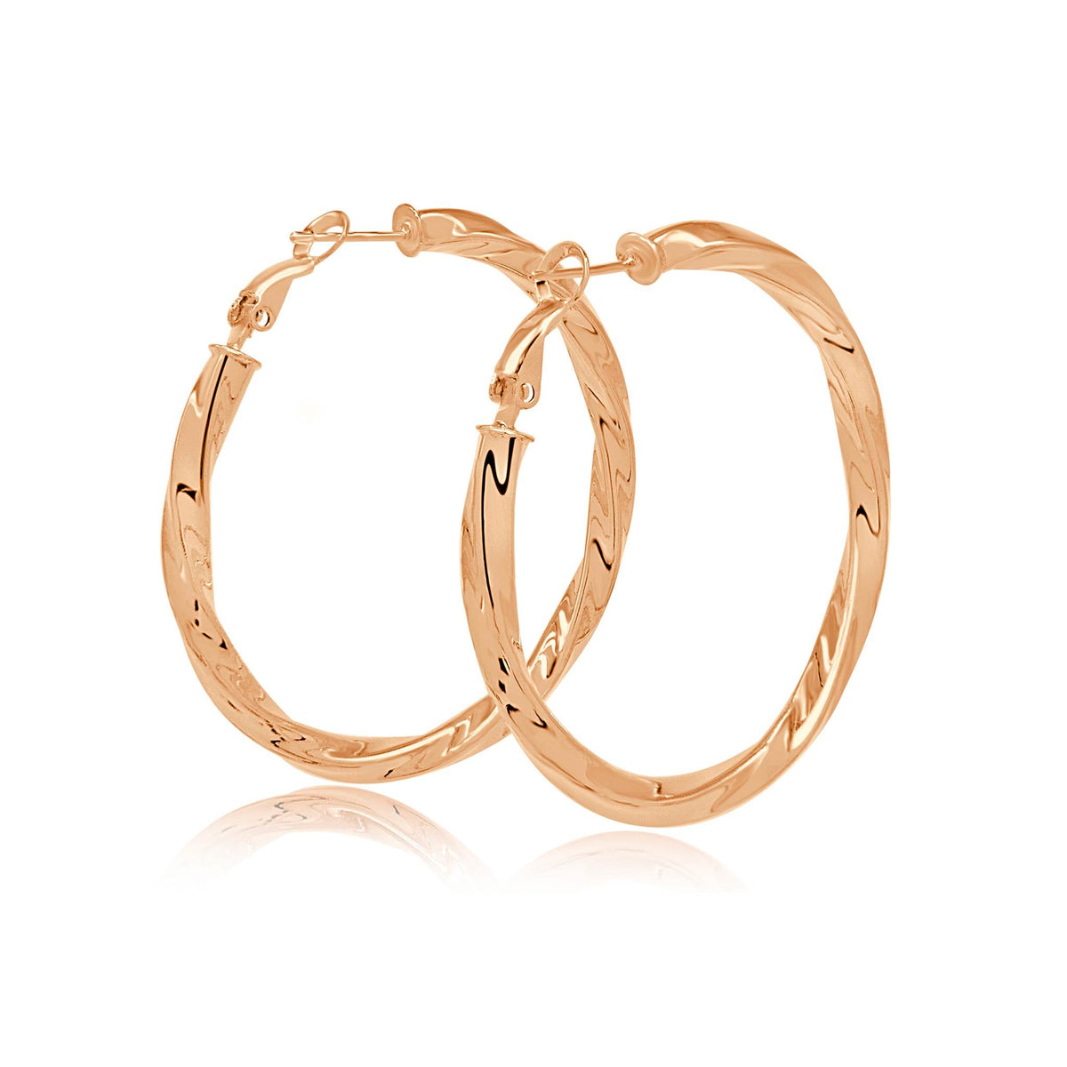 Twisted love rose gold hoops-DEMI+CO Jewellery