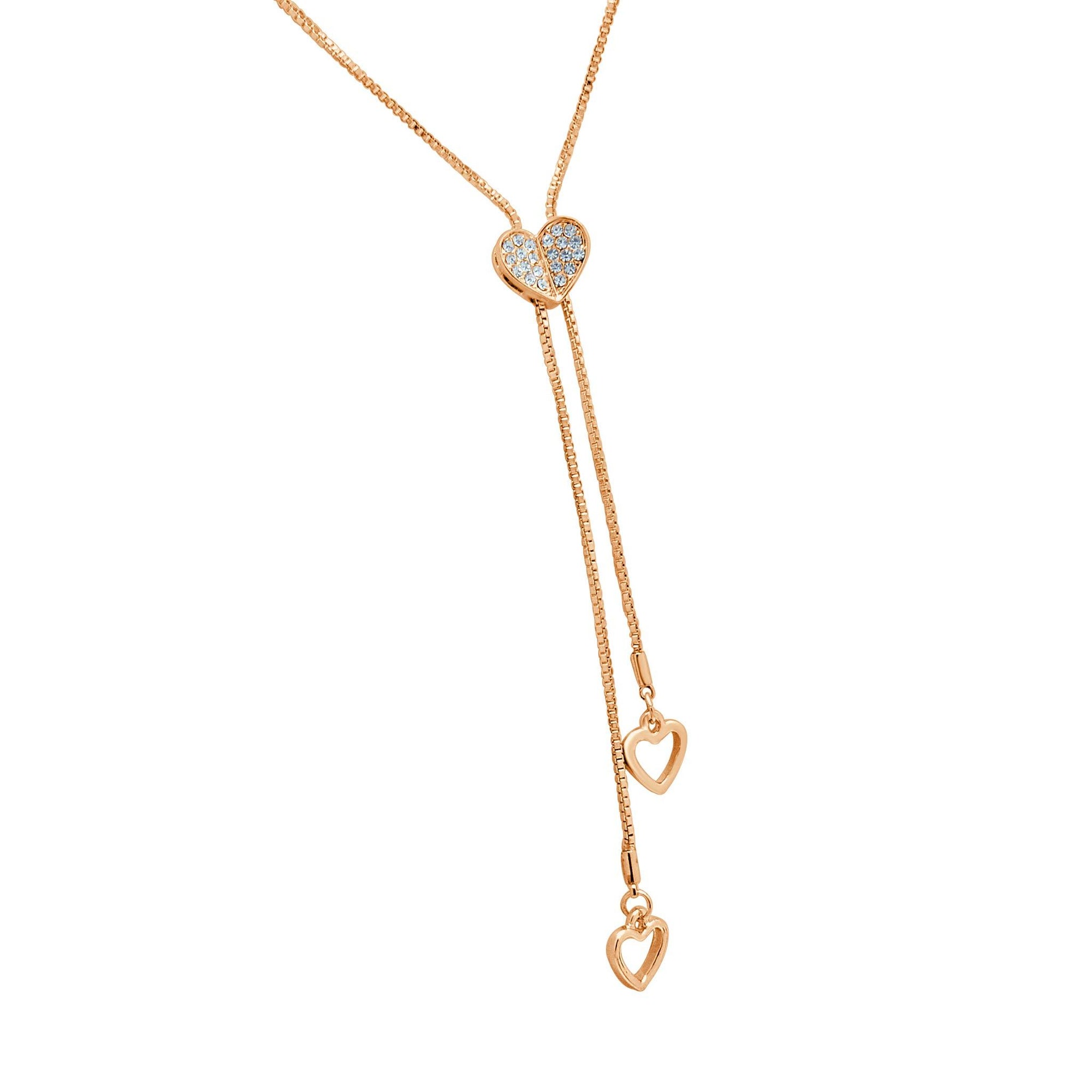 Yours forever rose gold lariat heart Necklace-DEMI+CO Jewellery