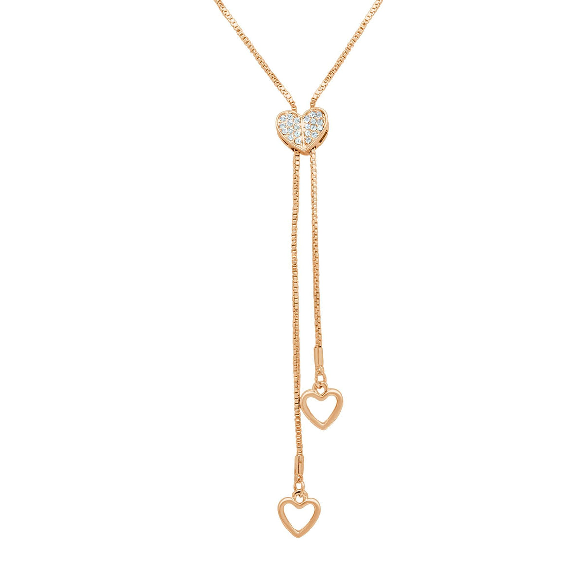 Yours forever rose gold lariat heart Necklace-DEMI+CO Jewellery