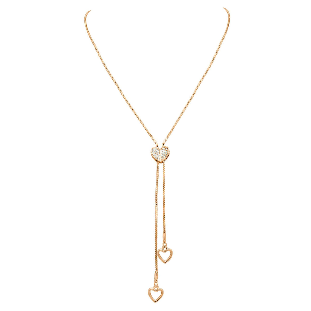 Yours forever rose gold lariat heart Necklace-DEMI+CO Jewellery